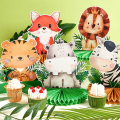 Gueevin safari honeycomb centerpiece viewed from multiple angles on the table.