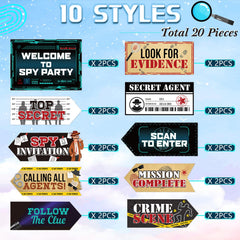 Gueevin Secret Agent Sign directional 4 ideal for wall or window displays