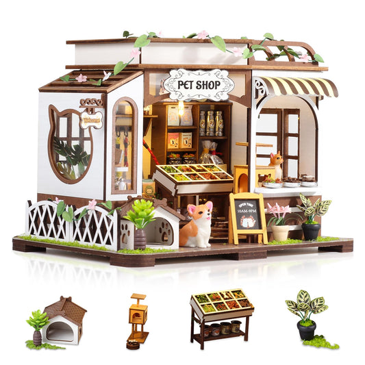 GuDoQi DIY miniature house kit assembly shows ready-to-build parts