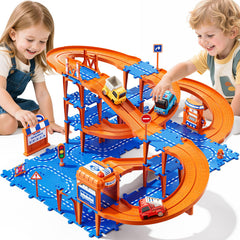 Guminnara 96puzzles four-layer track setup enhances imaginative racing play.