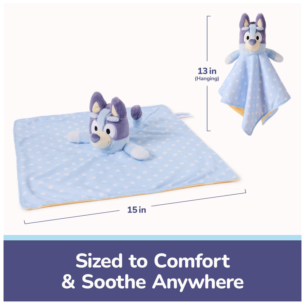 Bluey double-sided blanket with orange bone pattern underside for extra visual charm