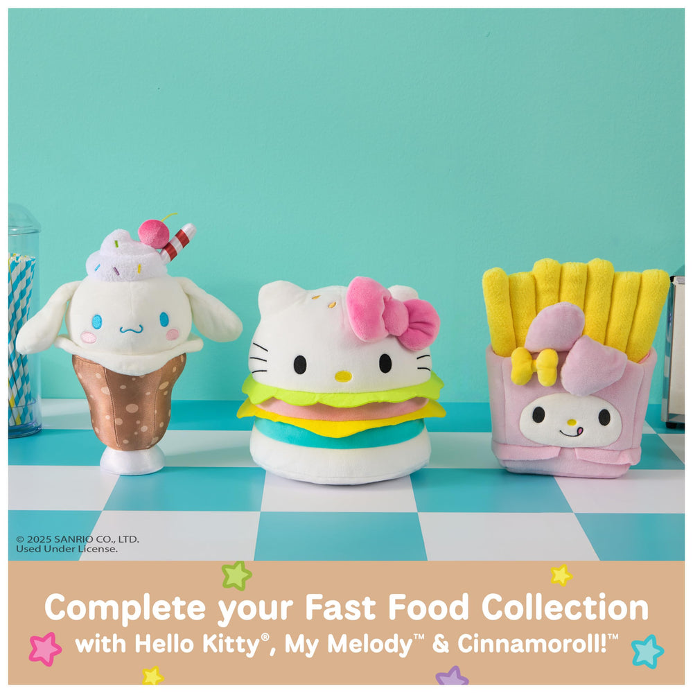 GUND Cinnamoroll glass-like base plush with root beer pattern for display features.