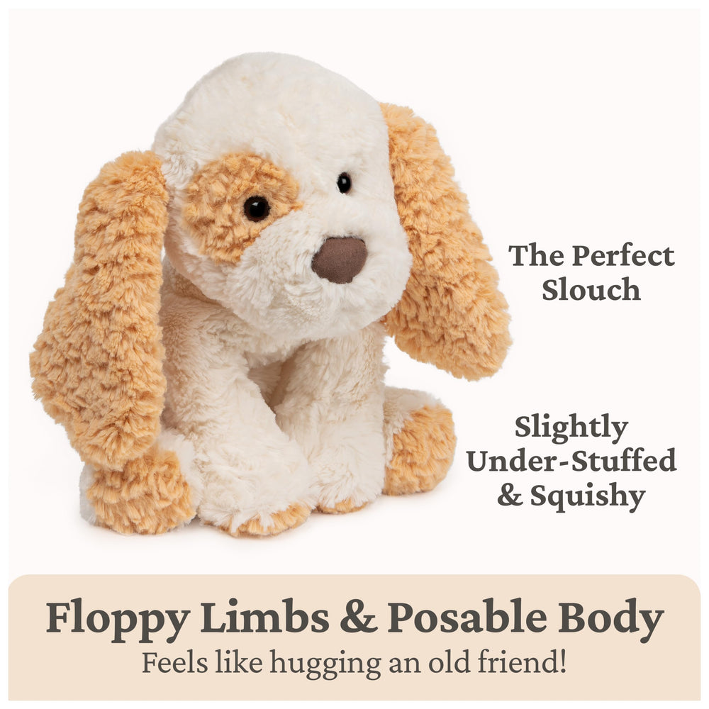 GUND Cozys Puppy Plush with floppy limbs for cuddling.