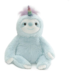 GUND Dazzle Slothicorn plush toy with soft turquoise fur for ages 1+.