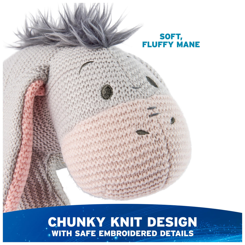 GUND Disney Eeyore knit plush face detail for gentle comfort.