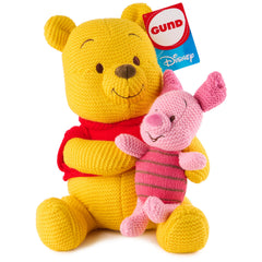 GUND Disney Pooh and Piglet knit plush front view, soft cuddle buddy for playtime