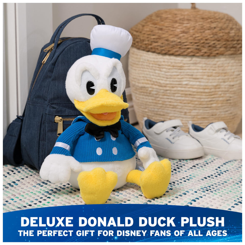 Close-up of Donald Duck face showing soft textures and premium embroidery.