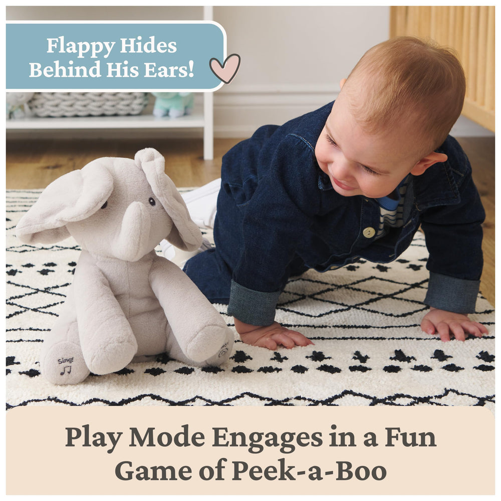 GUND Flappy the Elephant singing mode with ear flap motion.