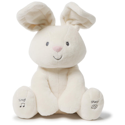 GUND Flora the Bunny animated plush performing peek-a-boo for babies