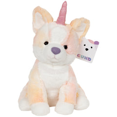 GUND Glamour Corgicorn features surface-washable finish for easy cleaning after adventures.