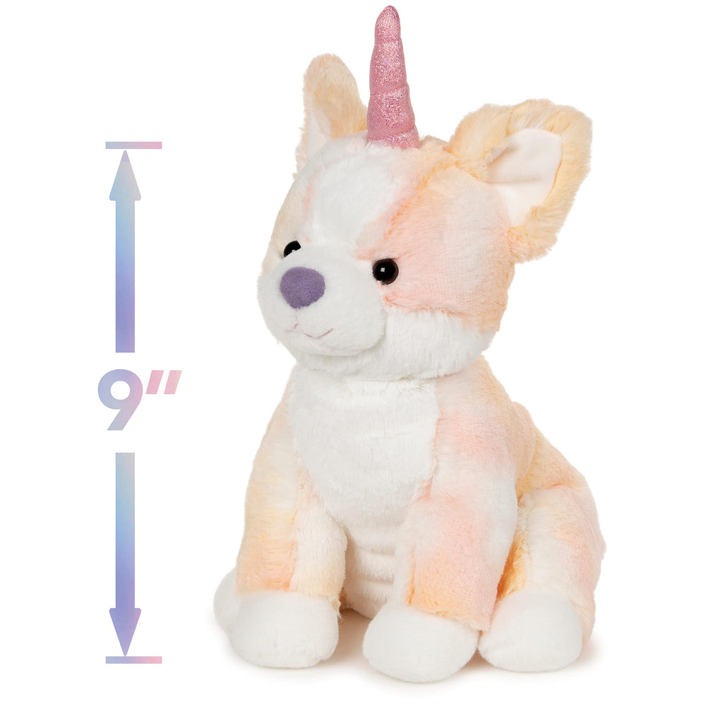 GUND Glamour Corgicorn with swirled pastel fur design perfect for imaginative pretend play.