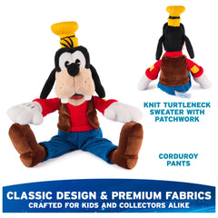 Goofy in red knitted turtleneck for cozy playtime.