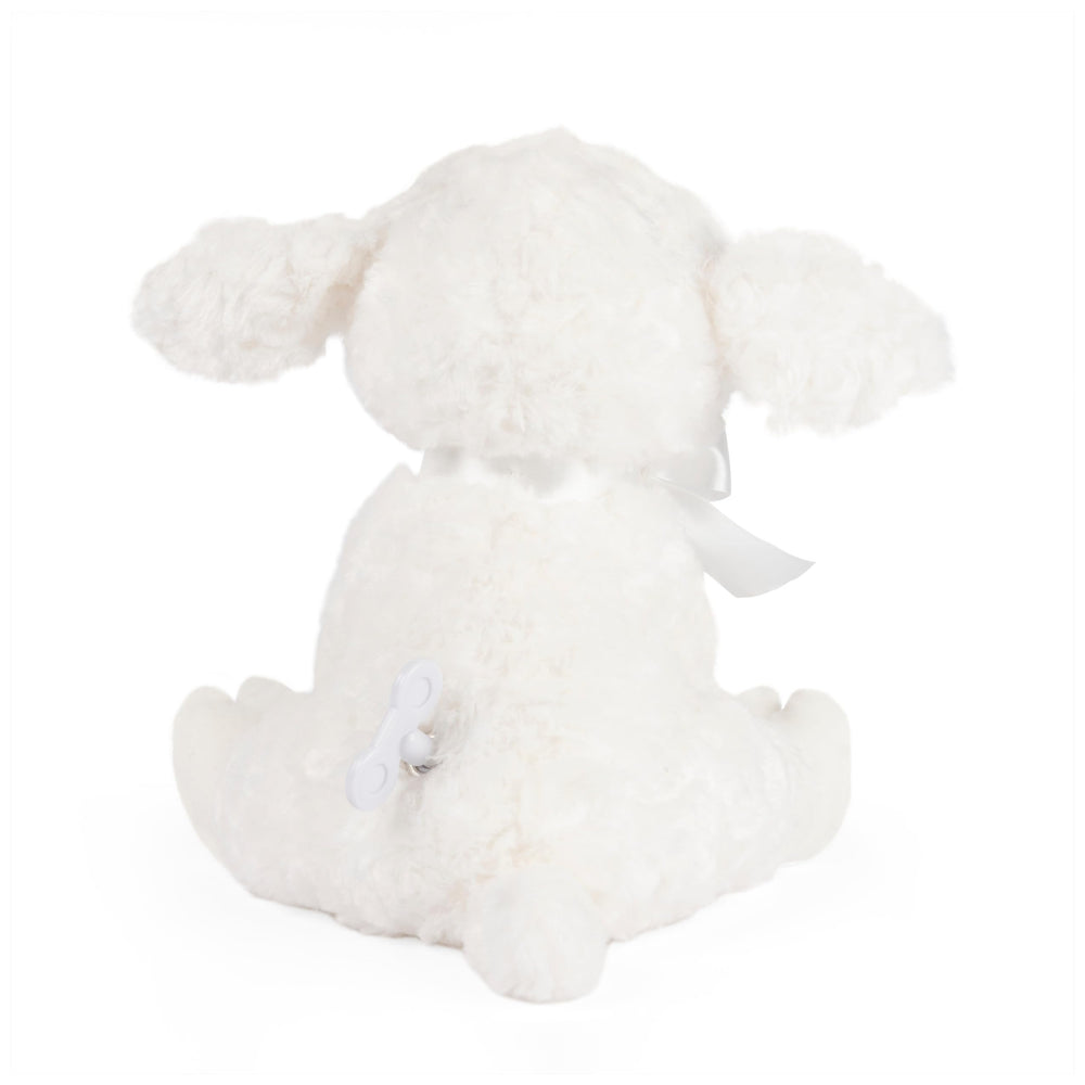 GUND Lena Lamb white textured plush close-up with embroidered features.