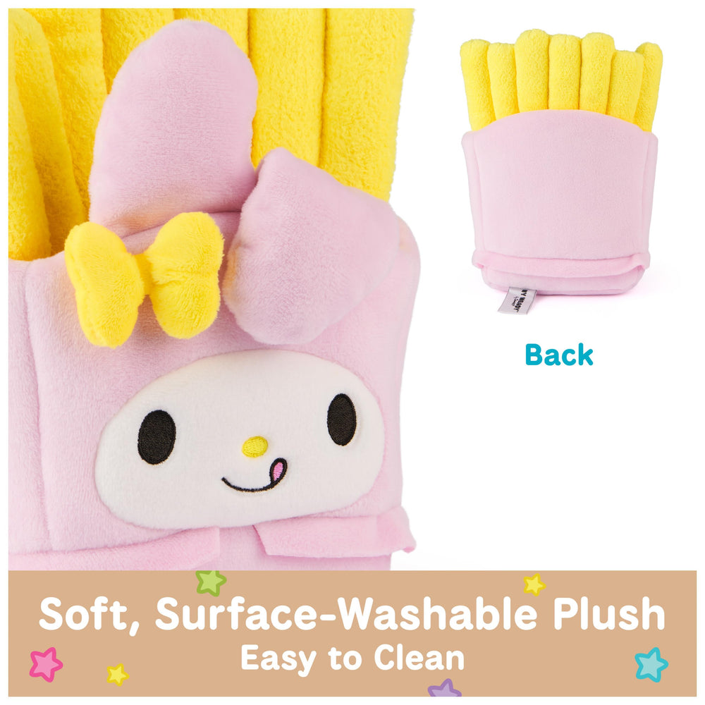 GUND My Melody French Fries Plush face close-up, friendly cuddle appeal.
