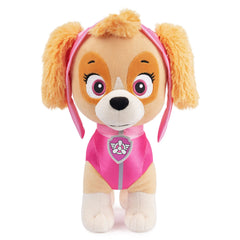 Skye in pilot uniform plush with goggles ready for rescue stories.