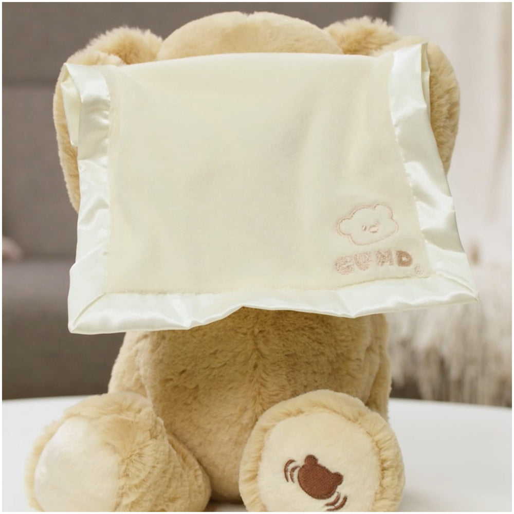 GUND Peek-A-Boo Bear arrives in a protective poly bag for gifting