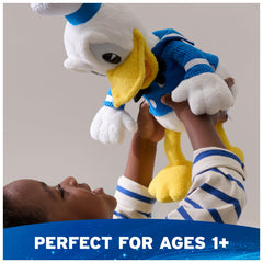 Premium fabrics and detailed embroidery on Donald Duck plush.