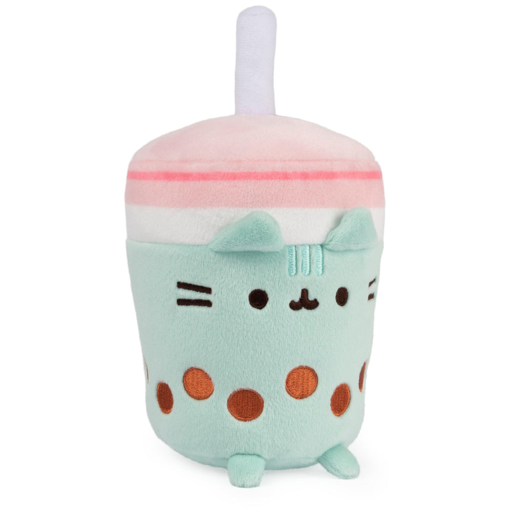 GUND Pusheen Boba Tea Cup plush lid pink—collectible decor for desks and shelves