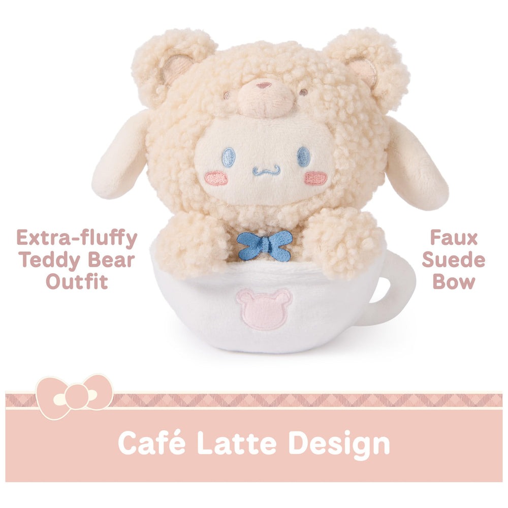 GUND Cinnamoroll plush displayed in a white mug for easy display