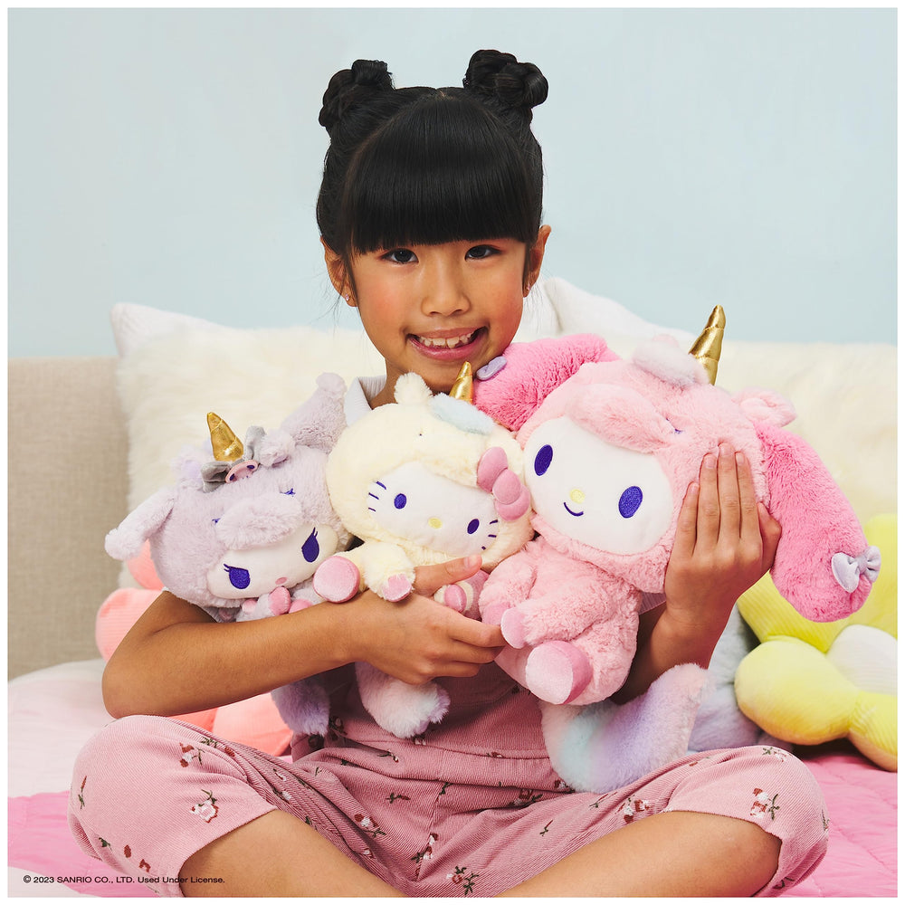 GUND Sanrio My Melody Unicorn plush, surface-washable for easy cleaning.