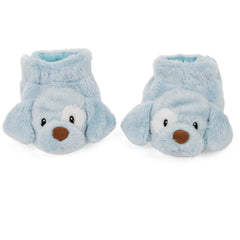 GUND Spunky Puppy rattle booties showing hook-and-loop fasteners.
