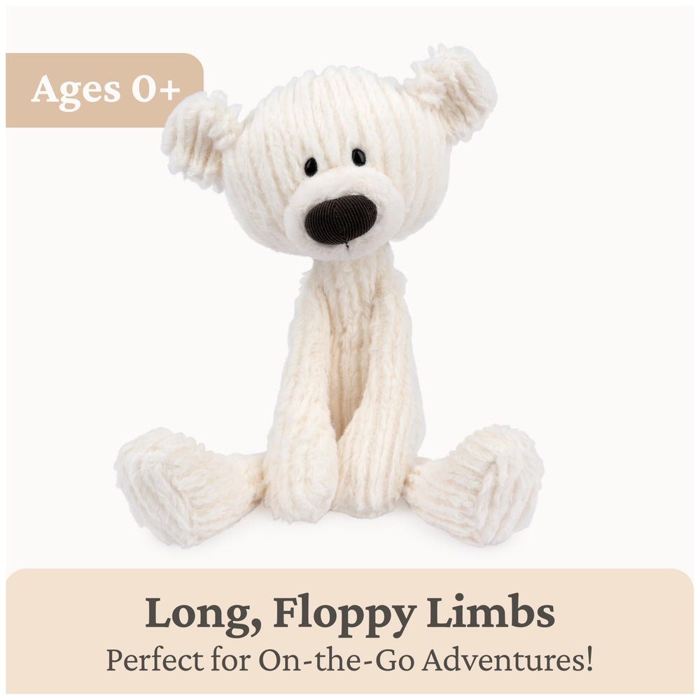GUND Toothpick Cable teddy bear close-up of dark brown corduroy nose and textured muzzle.