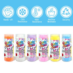 GushySnow unicorn-themed sensory bin scene with pink filler for magical storytelling.
