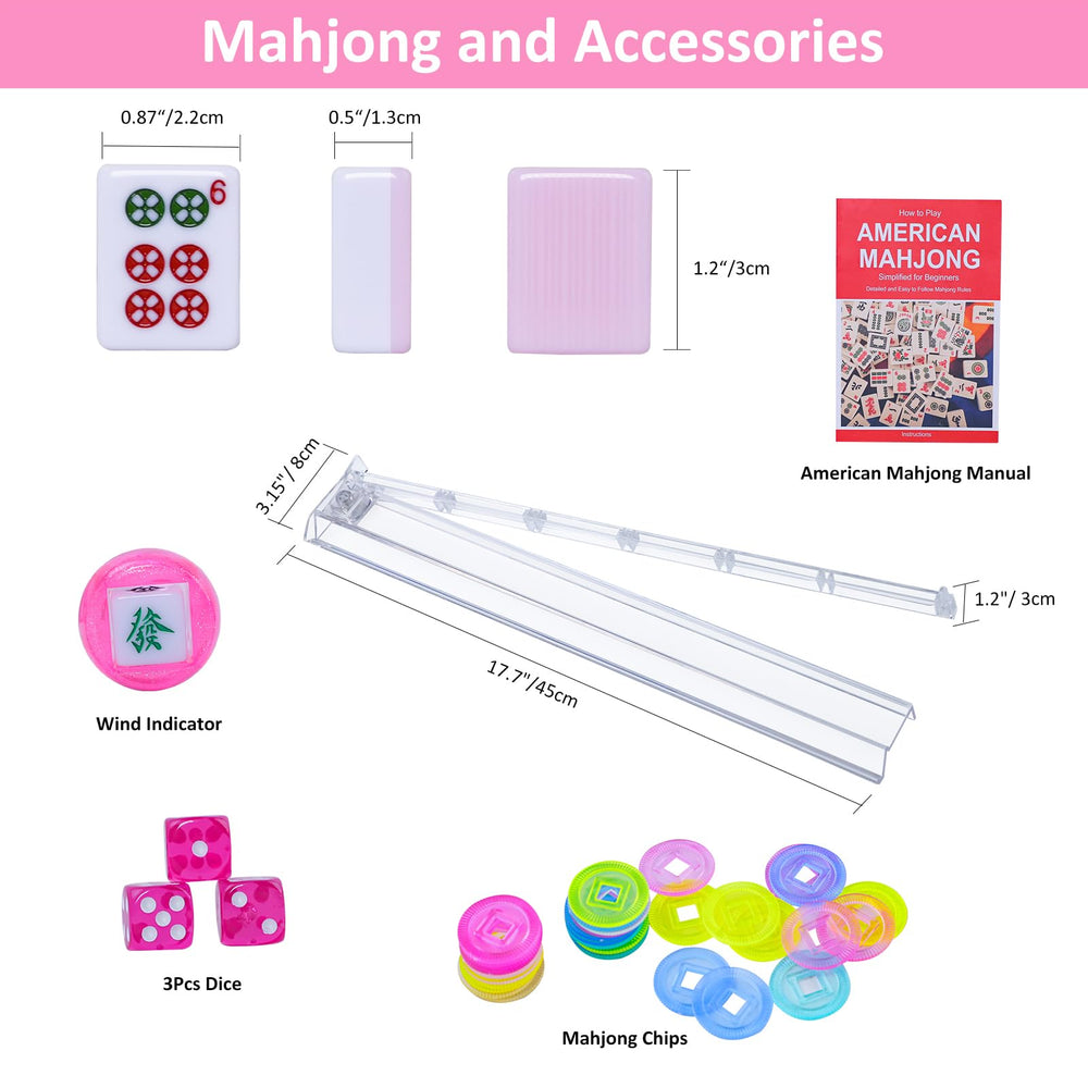 GUSTARIA pink Mahjong tiles with clear symbols for quick recognition during play.