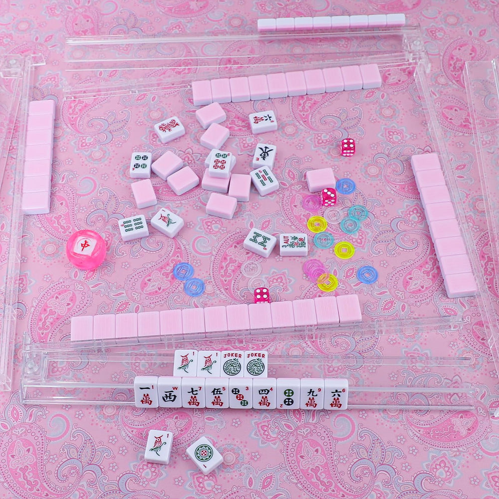 GUSTARIA pink 166-tile set delivers a complete American Mahjong experience.