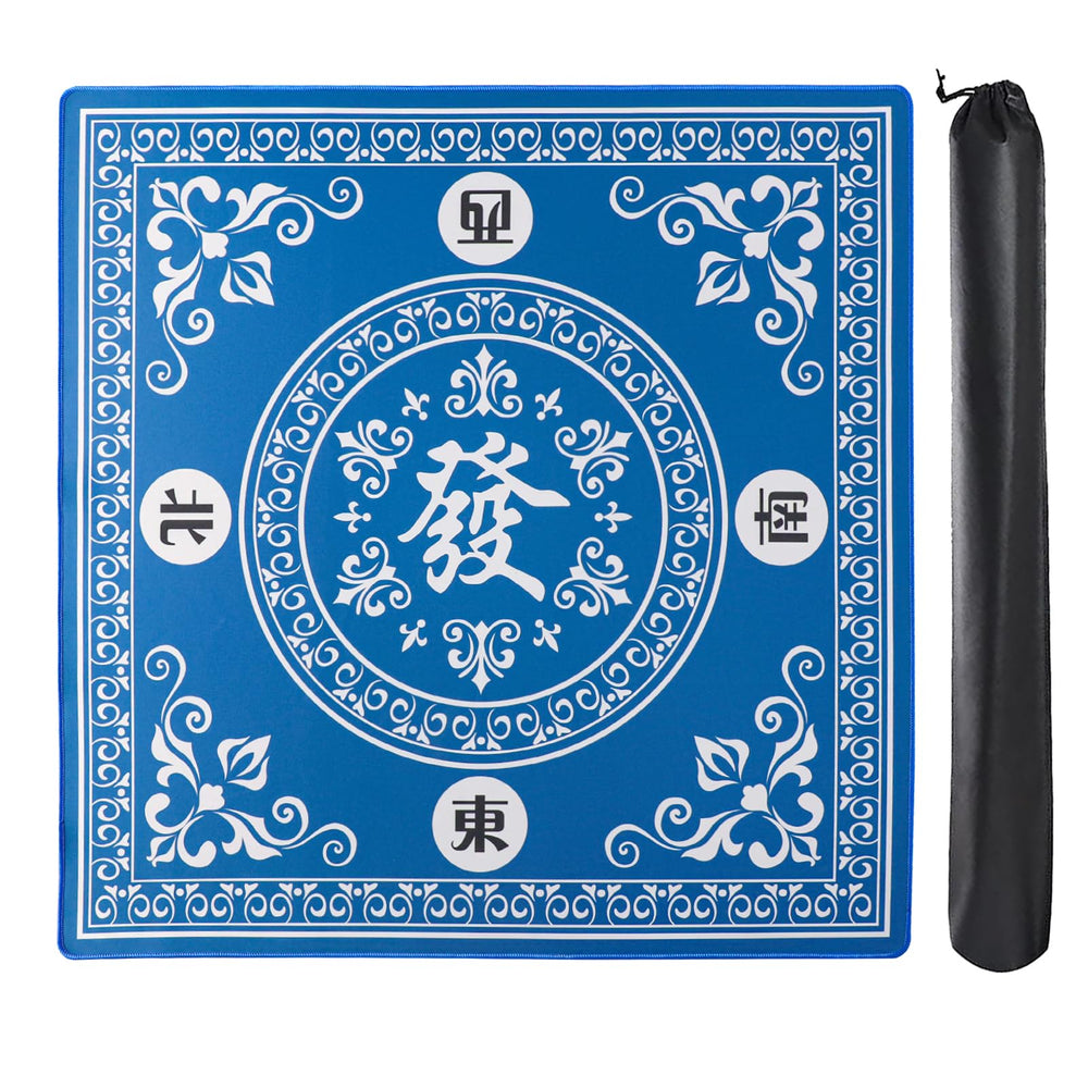 GUSTARIA Mahjong Mat blue anti-slip surface for stable gameplay and table protection.