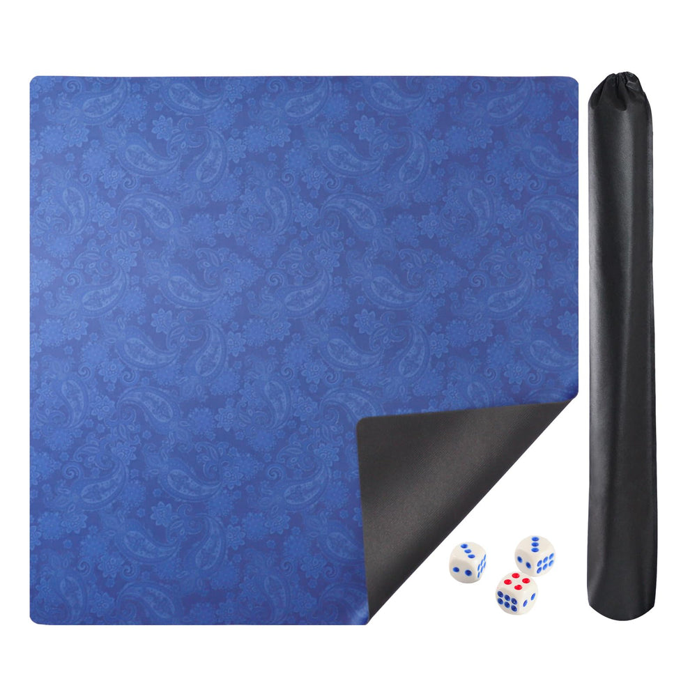 GUSTARIA Mahjong Mat with blue prints provides a stylish game surface.