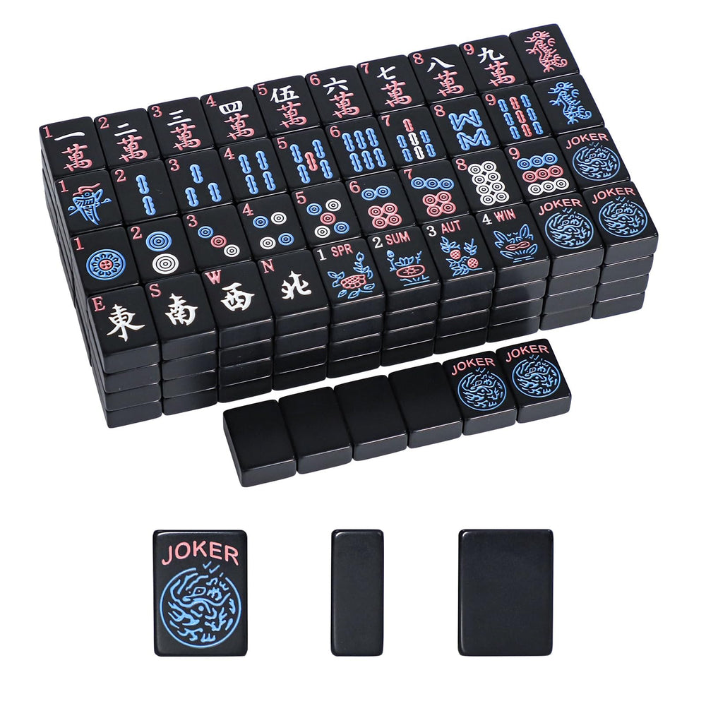 GUSTARIA Mahjong tiles 1.2 inch in black, easy to read during play.