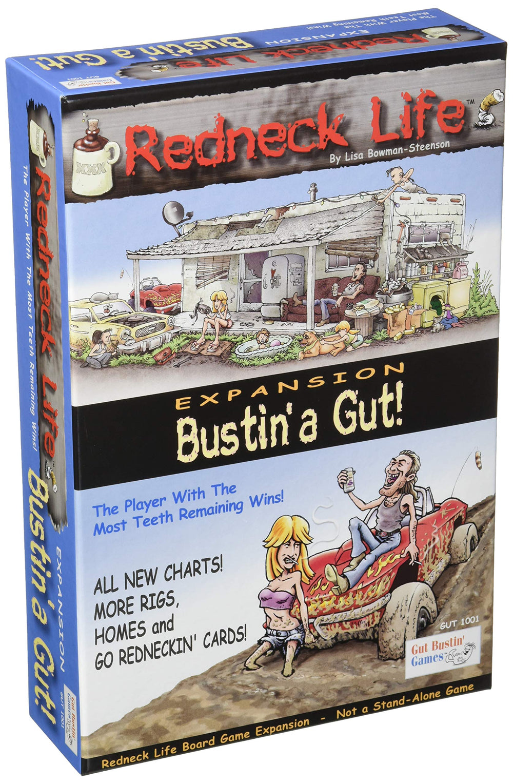 Gut Bustin' Games Redneck Life Expansion box art with rigs and homes for lively game nights