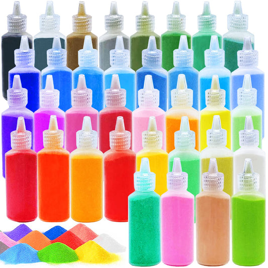 Guuozzli art sand kit 36 bottles close up showing vibrant colors for creative projects