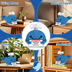 GwhyGifts desk decor crochet whale offers a cozy desk companion