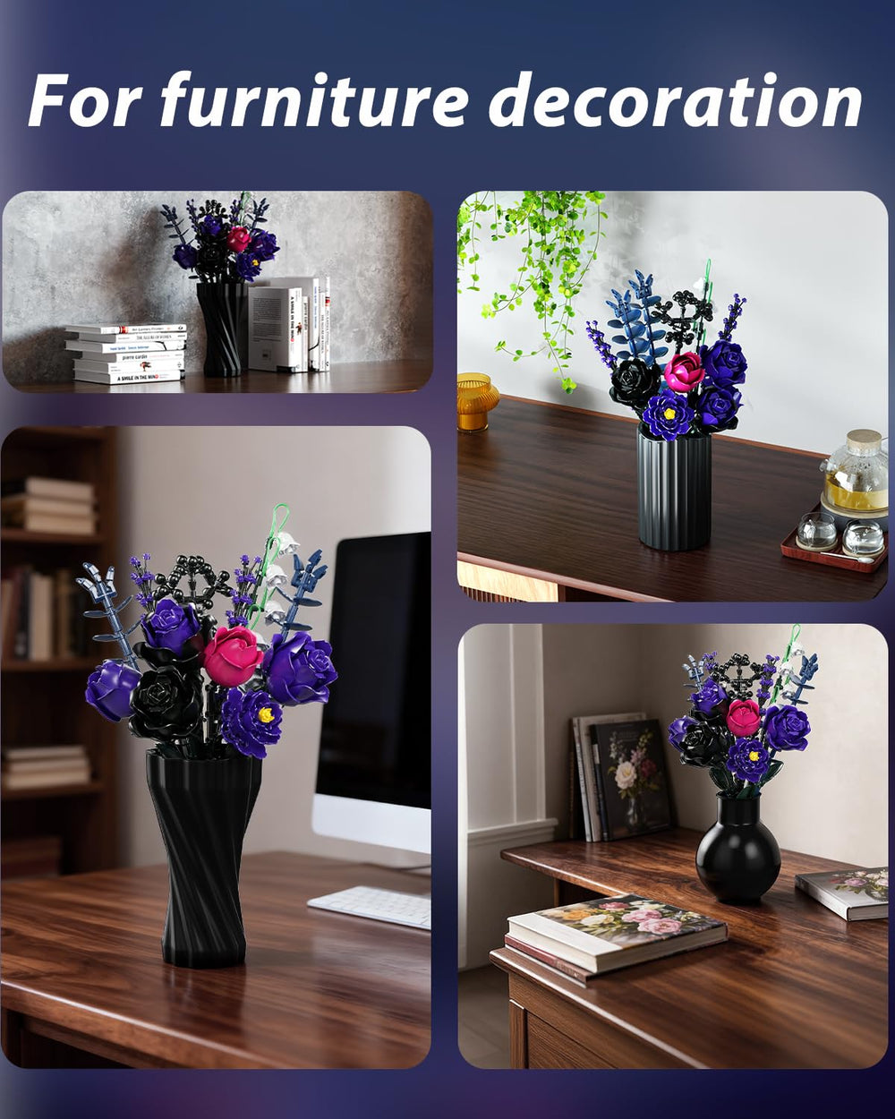 GXJTYYBS Ideas Purple Flowers Gothic Rose Bouquet modern shelf display
