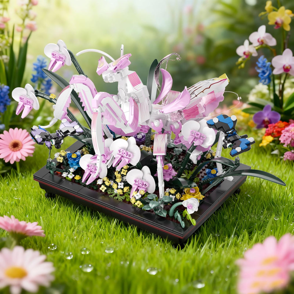 GXJTYYBS Orchid Praying Mantis Bonsai assembly highlighting an engaging STEM building experience.