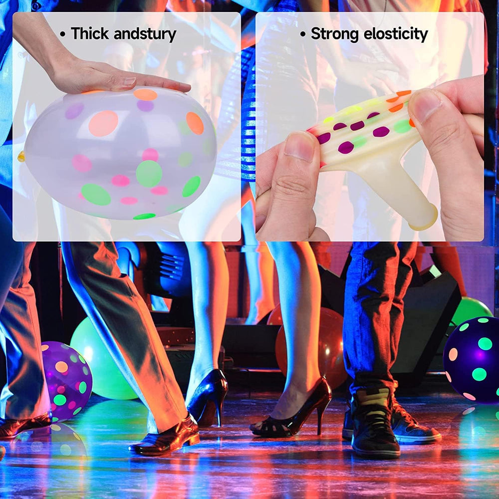 GYIPFIPA 12-inch neon balloons suitable for air or helium fill.