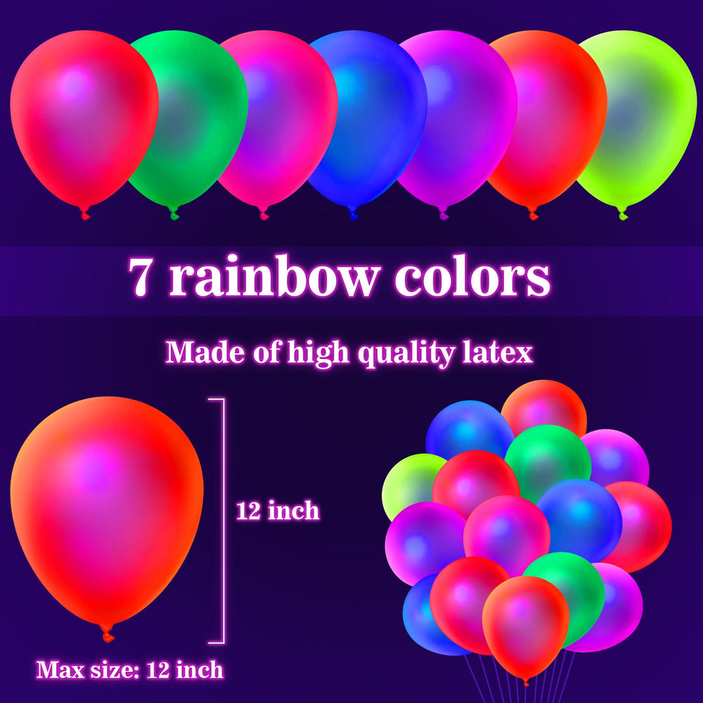 GYIPFIPA blacklight balloons in 7 colors, perfect for glow parties and events