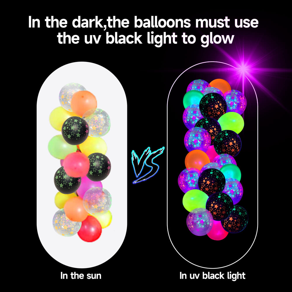 GYIPFIPA colorful balloons offer bright color under normal light with UV pop
