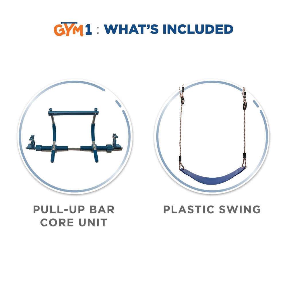 Gym1 blue plastic swing seat ready for safe play at home.