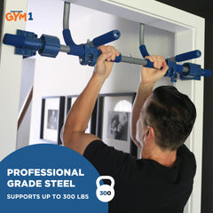 Gym1 trapeze for doorway gym; playful aerial-style climbing and balance.