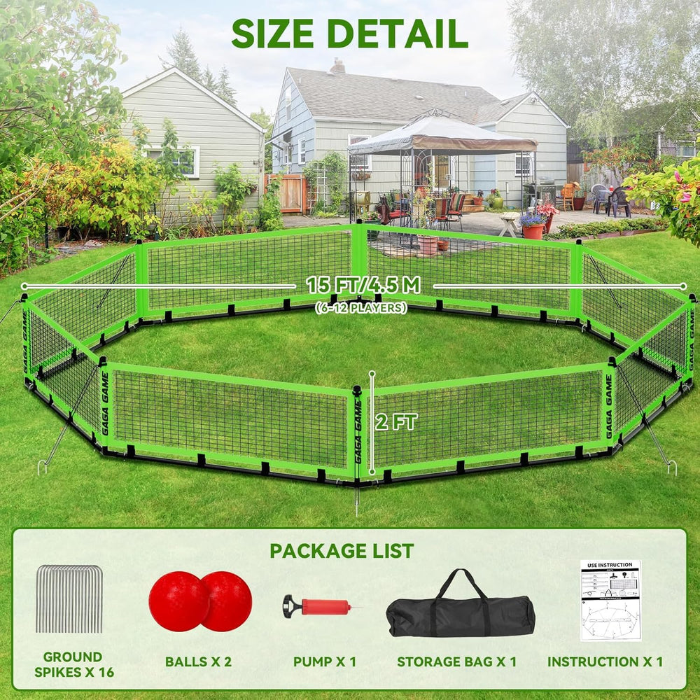 GYMMALL Gaga Ball Pit ground spikes secure the net for steady, safe gameplay outdoors