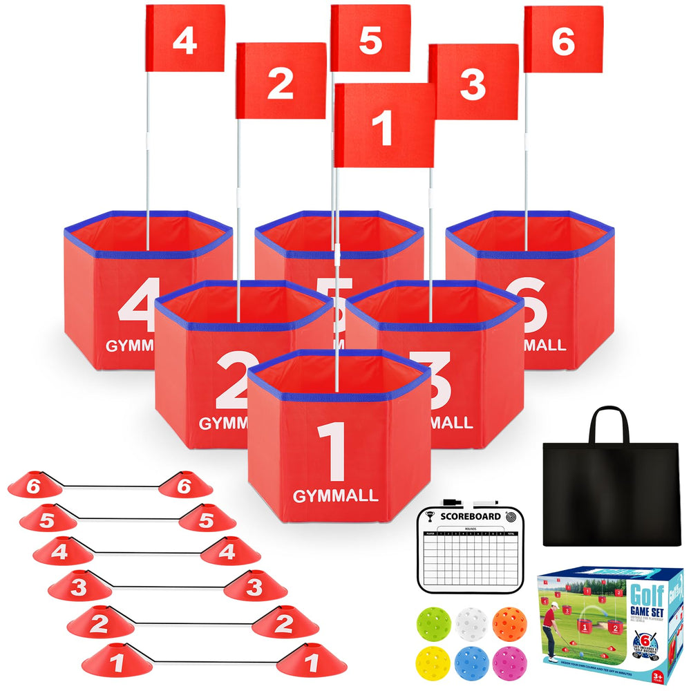 GYMMALL Golf Bucket Setup demonstrates quick, tool-free assembly for a tidy backyard game.