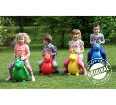 Gymnic Rody bounce horse yellow kids playing fosters coordination and social interaction.