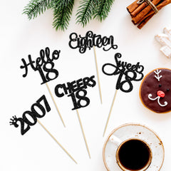 Gyufise 18th birthday theme design enhances desserts with a chic black accent