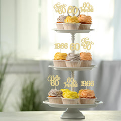 Gyufise 60th wedding anniversary cupcake picks elevate elegant desserts
