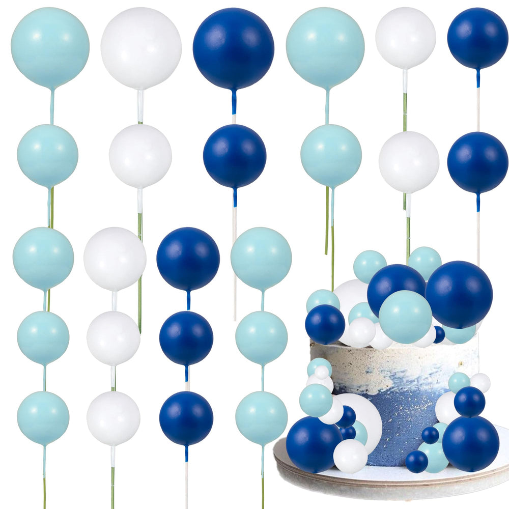 Gyufise blue ball cake toppers in 2.5cm for festive dessert styling.