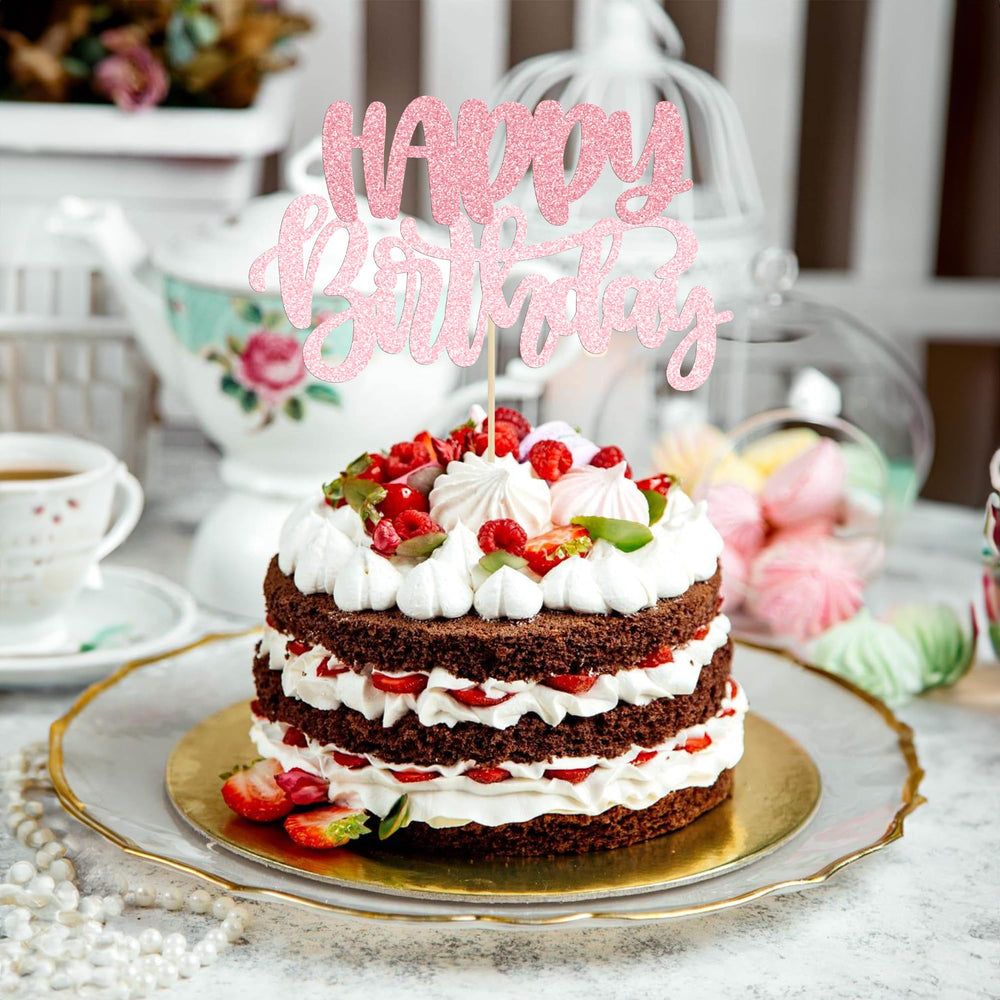 Gyufise birthday decor pink card stock topper elevates cupcakes and desserts.