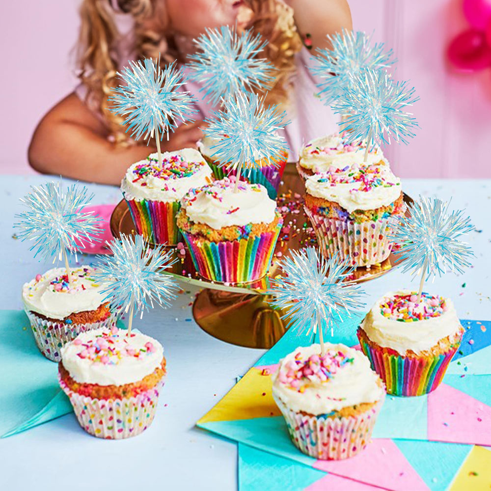 Gyufise blue foil toppers add vibrant accents to treats
